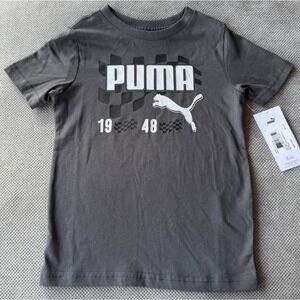 Puma Boys T Shirt Size 5 Gray Logo Graphic Short Sleeve NWT